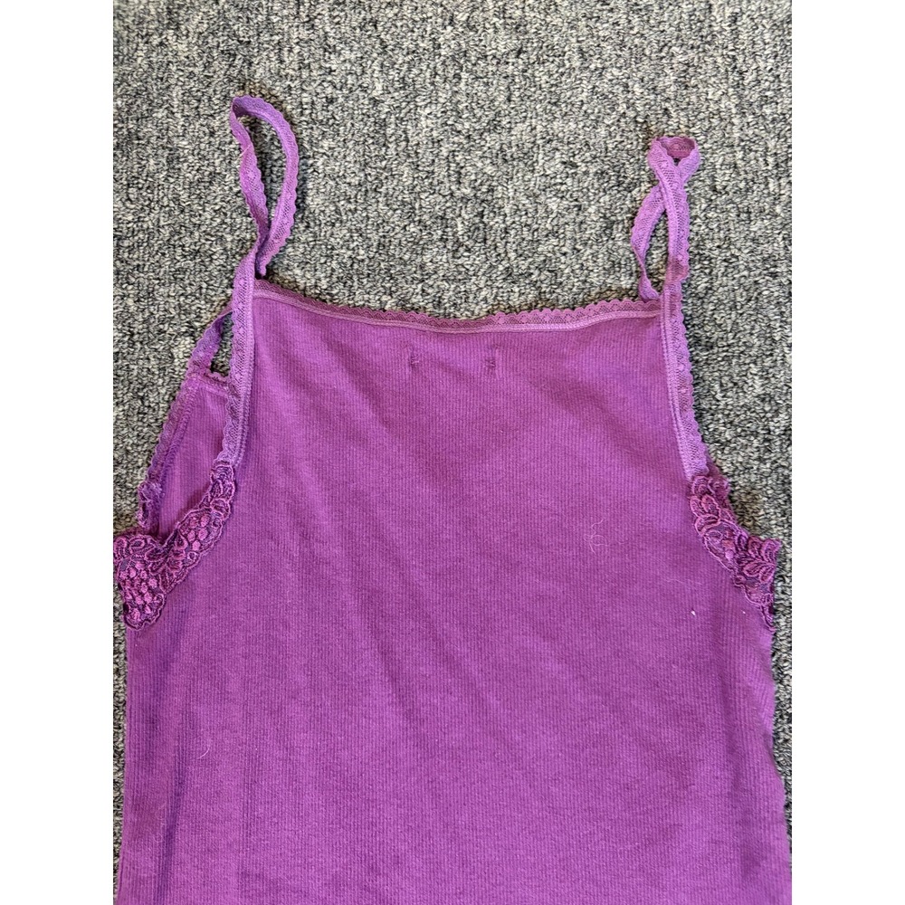 American Eagle Purple Ribbed Lace Trim Cami Tank Top Women Medium